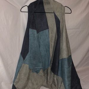 Sleeveless cardigan- blue, grey, and navy